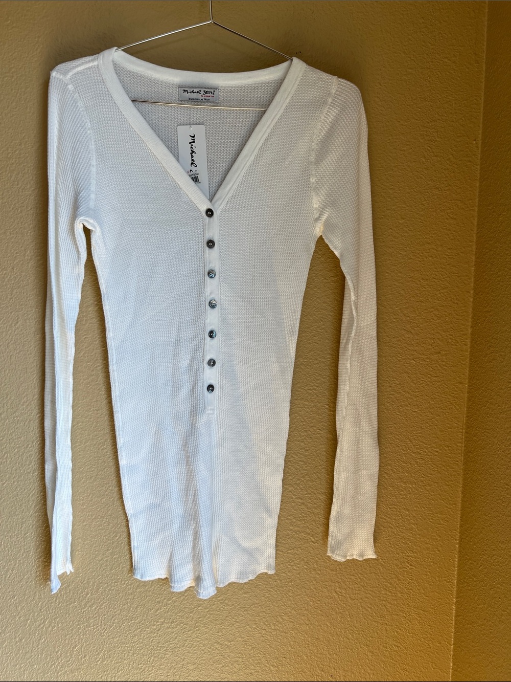 Michael Stars Top Long Sleeve White Thermal NWT